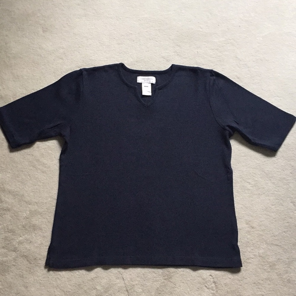 Navy blue split v-neck shirt
